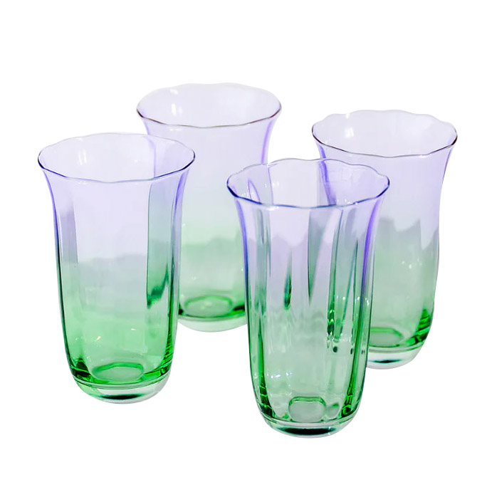Home Lab Fleur Highball Green Lilac Set Of 4